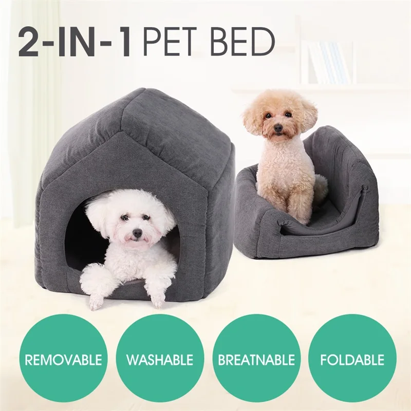 buy 2 Ways To Use Dog House Bed For Small Medium Dog Winter Warm Soft Pet Bed Cat Dog Non slip Puppy Sofa Cushion Home Kennel Nest
