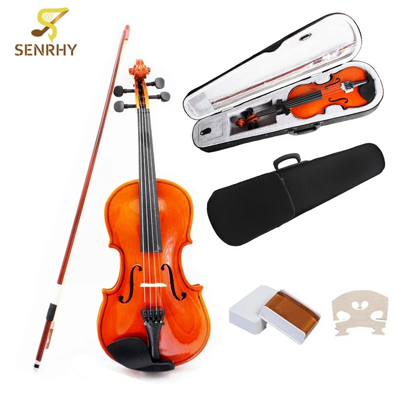 

4/4 Full Size Stringed Instrument Natural Acoustic Wood Violin Fiddle with Case Bow Original Rosin For Music Lovers Beginners