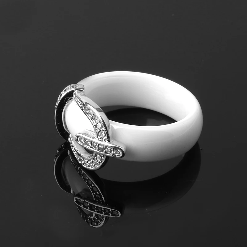 New Ring Jewelry CZ Stone Stainless Steel Belt Crown RING Black White Big Size 10 11 12 Ceramic Big Ring For Men Women Jewelry 4