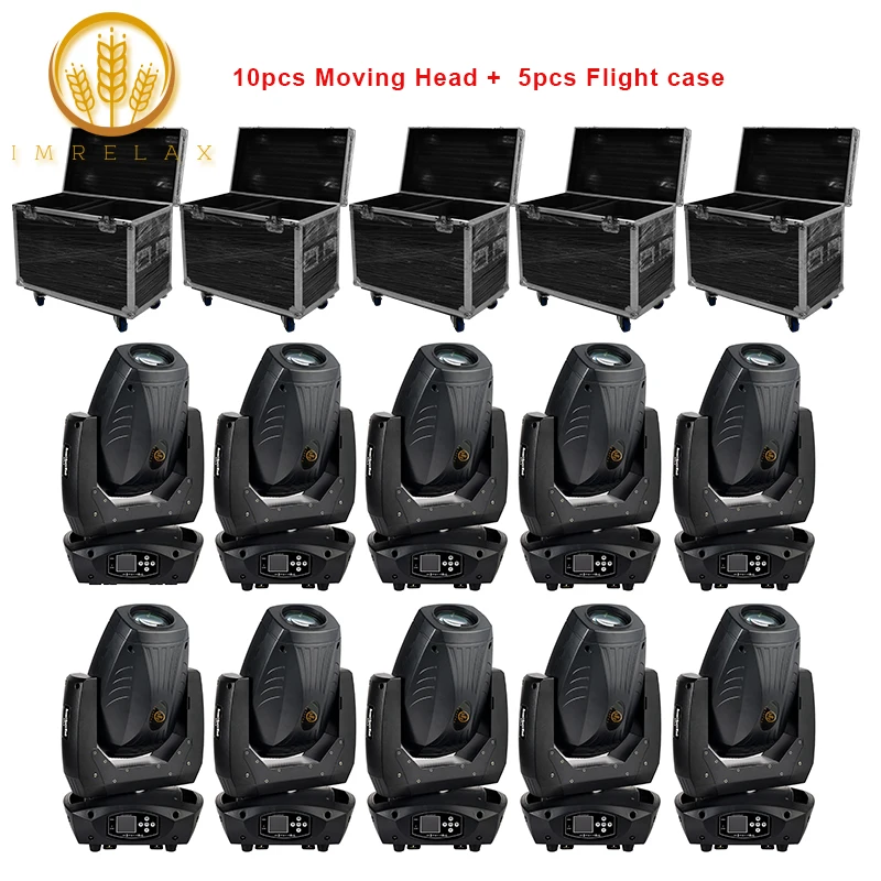 

IMRELAX 10pcs 2019 New Arrival 200W Beam Spot Wash 3in1 ZOOM LED Moving Head Light with Flight Case Package For Party Show Bands