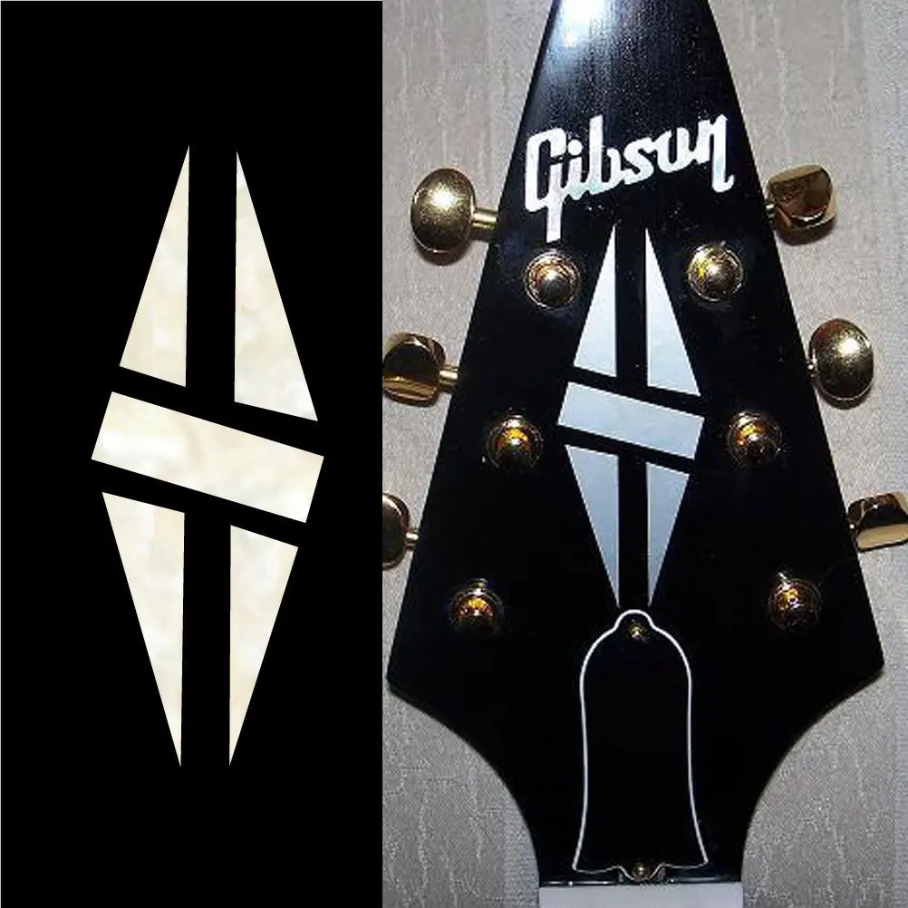 Inlay Sticker Decal Guitar Headstock Diamond Hatch Gold/Whitein Guitar