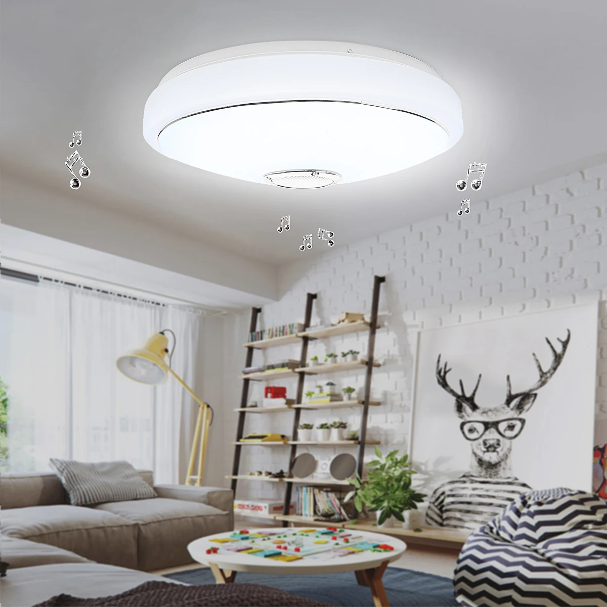 

220V Modern Round LED Ceiling Light bluetooth Speaker Music 24W RGB Ceiling Lamp for Living Room Bedroom Acrylic Lighting