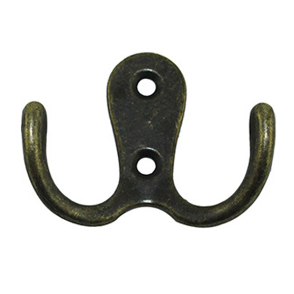 

20pcs/pack Cloth Hanger Bedroom Cabinet Rustic Coat Robe Hook Wall Mount Retro With Screws Durable Hat Home Utility Double Prong