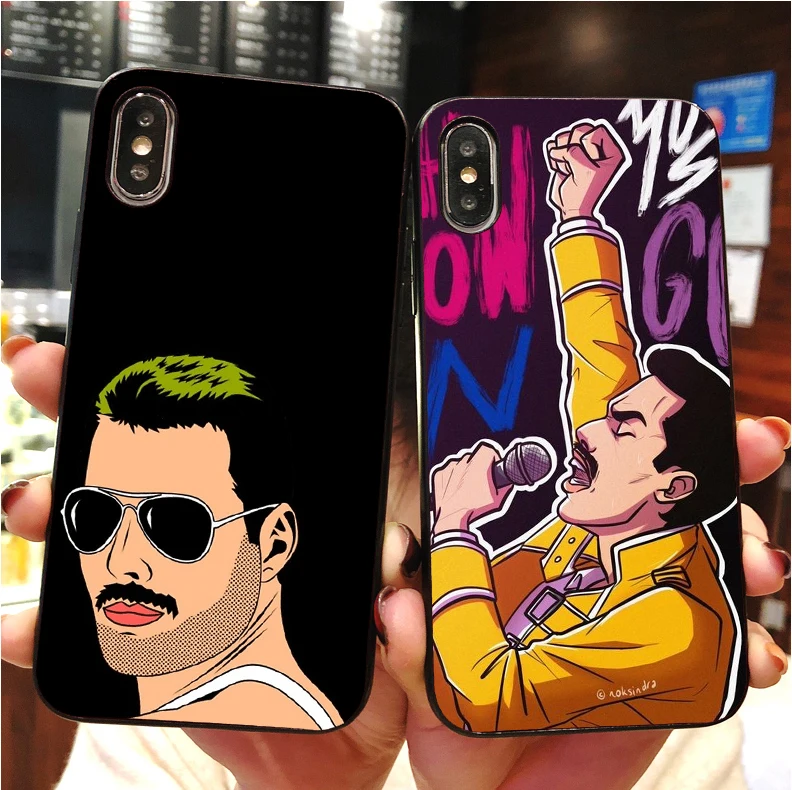 

Freddie Mercury Queen Black soft silicone TPU Phone Cover Case For iPhone 11 Pro MAX 2019 SE 6 7 8Plus 5 5S 6 6S 7 8 MAX XR XS X