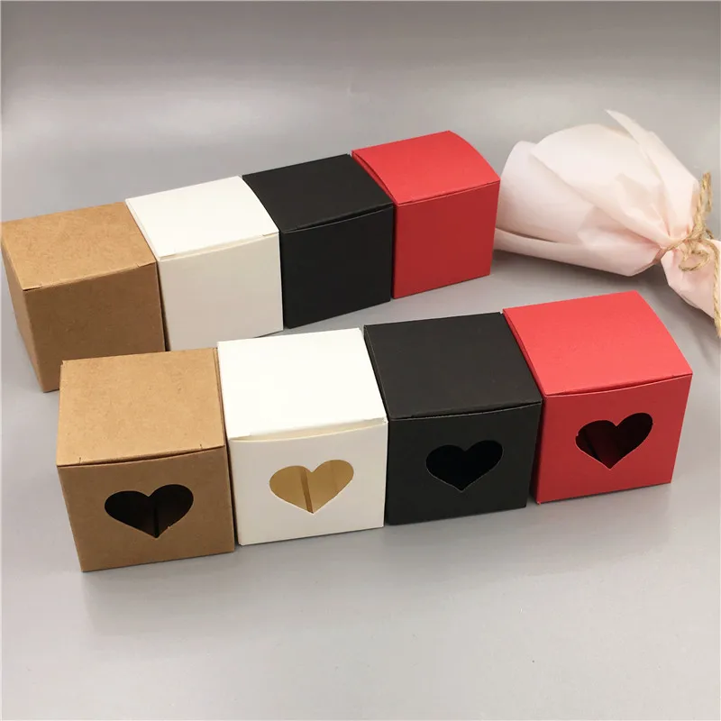 50 шт./партия, 5x5x5 см, мини-куб с бумагой в виде сердца, коробка для хранения подарка на День святого Валентина, Юбилейный товар, подарочная упаковка, коробка для юэбина