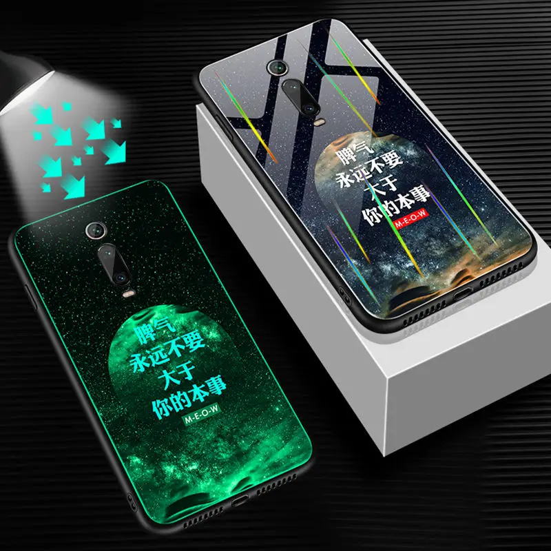 Lu mi nous чехол для телефона для Xiao mi Red mi K20 Pro Чехол светящаяся задняя крышка из закаленного стекла для Xiao mi Red mi K20 Pro mi 9T Pro Чехол