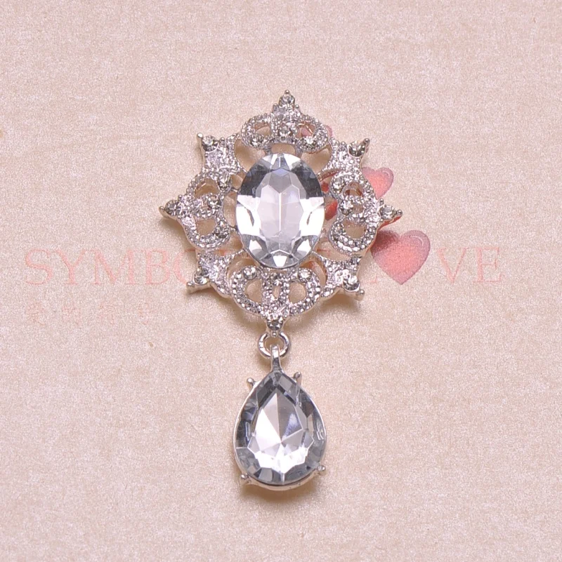 

(J0346) 349mmx60mm metal rhinestone button ,crystal button,silver or light gold plating,flat back