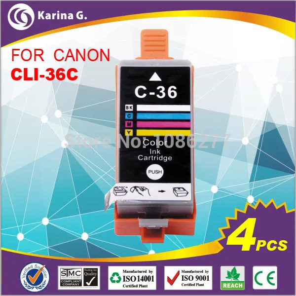 4X Replace Ink Cartridge For CLI 36 CLI36 CLI 36 For Canon Pixma ip100 ip100B ip 100v-in Ink