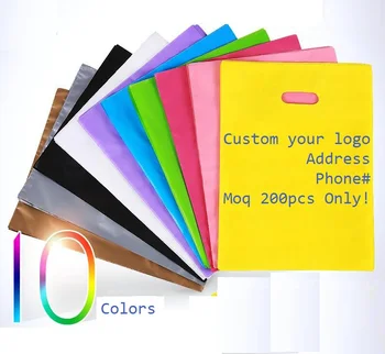 

20x26cm Custom Logo Order Accept MOQ Pink Plastic Storage bags with Handle, plastic jewelry pouch Packing Gift Carrier Bags