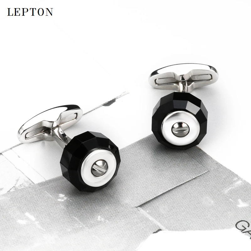 Lowkey Luxury Black Glass Cufflinks For Mens High Quality Stainless