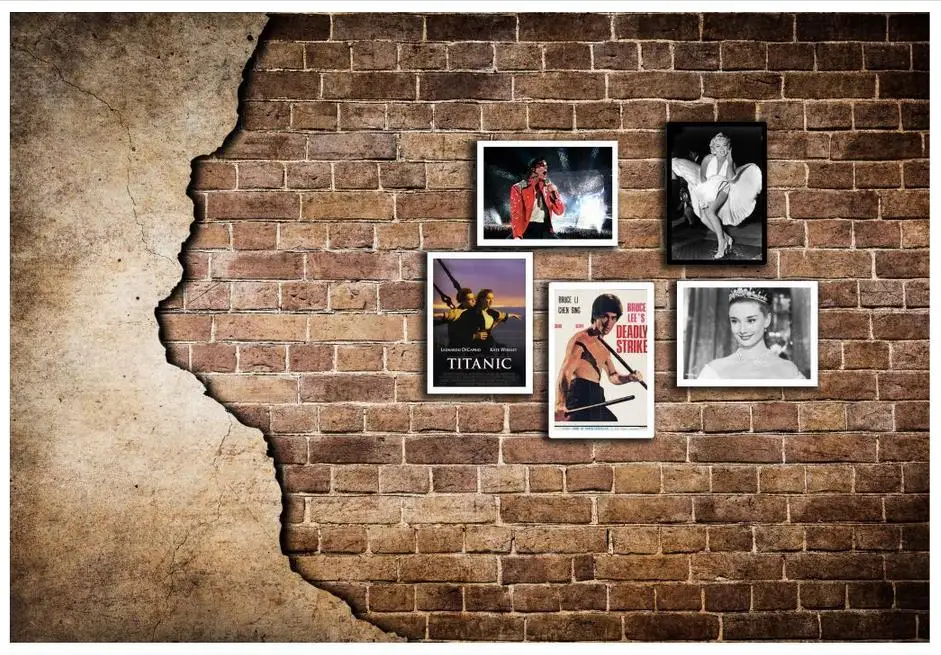

3D wall murals wallpaper custom picture mural wall paper 3D Stereo Retro Brick Wall Wallpaper Star Poster Background wall decor