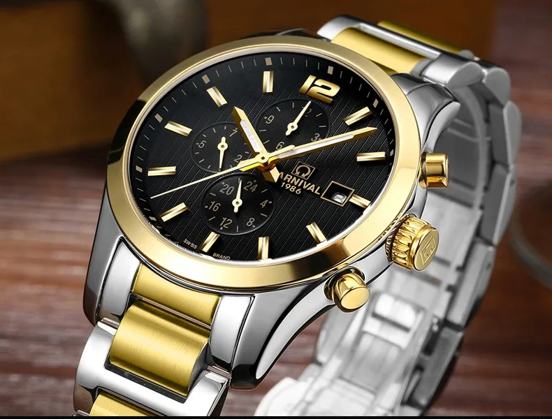 Carnival Watches Automatic Mechanical Watch Gold-Plated and Stainless Steel Two-Tone Male Watch Sports Dive Watches Four colors