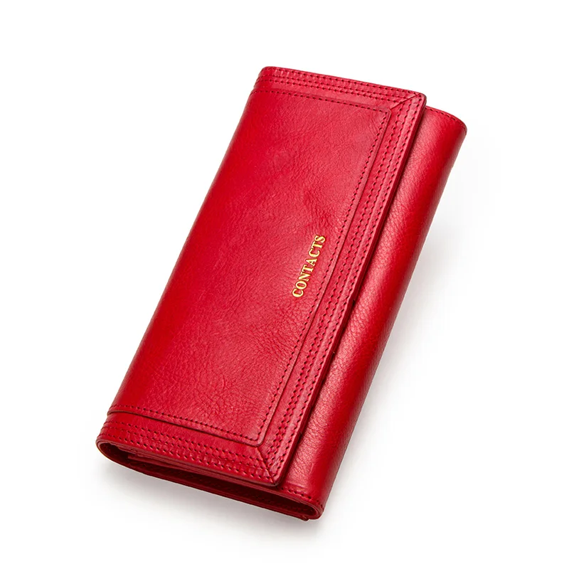 Контактный длинный клатч, кошельки для женщин, кошелек для монет, карман для телефона, Женский кошелек из натуральной кожи, держатель для карт, сумка для денег, Carteira - Цвет: Red