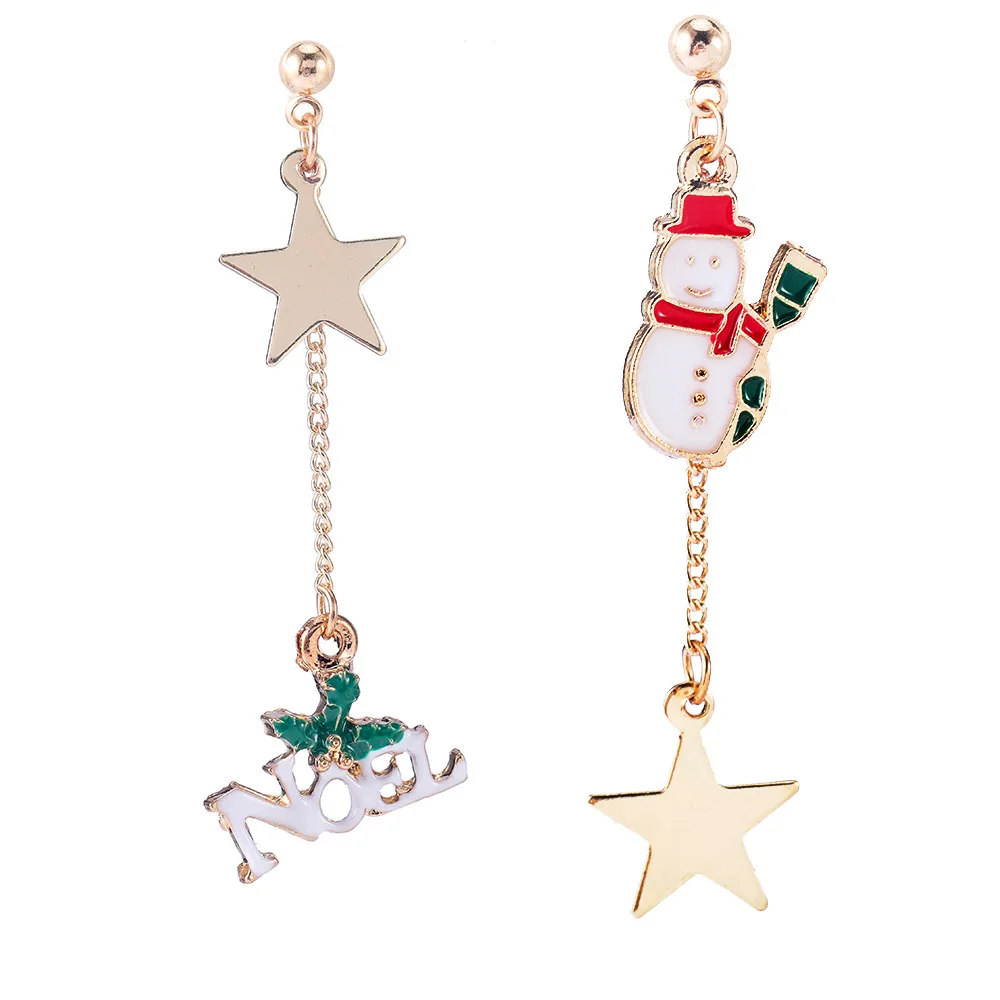 

Christmas Fashiion Earrings Snowman Christmas Tree Drop Earrings Jewelry Accessories Star Pentagram Fine Earring Funny Earring