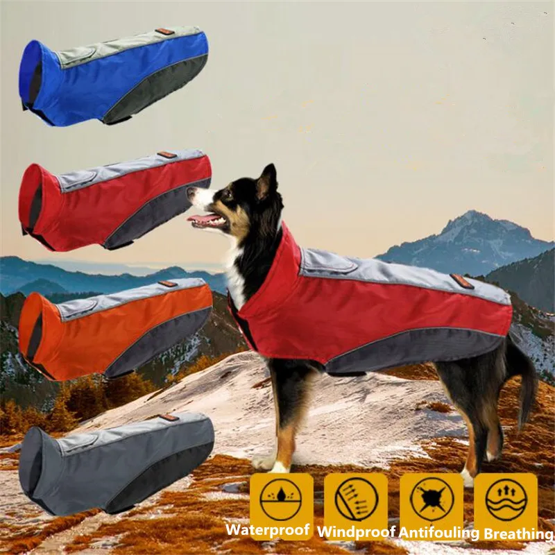 

Outdoor Sports Big Large Dog Winter Jacket Breathing Waterproof Pet Raincoat Warm Small Dog Coat Adjustable Magic Tape Clothes