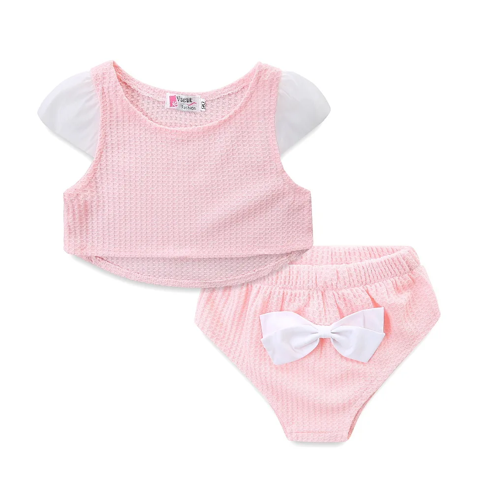 Трикотажные милые комплекты принцессы с оборками для маленьких девочек в европейском и американском стиле топы и шорты Милая одежда принцессы