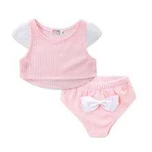 Трикотажные милые комплекты принцессы с оборками для маленьких девочек в европейском и американском стиле топы и шорты Милая одежда принцессы