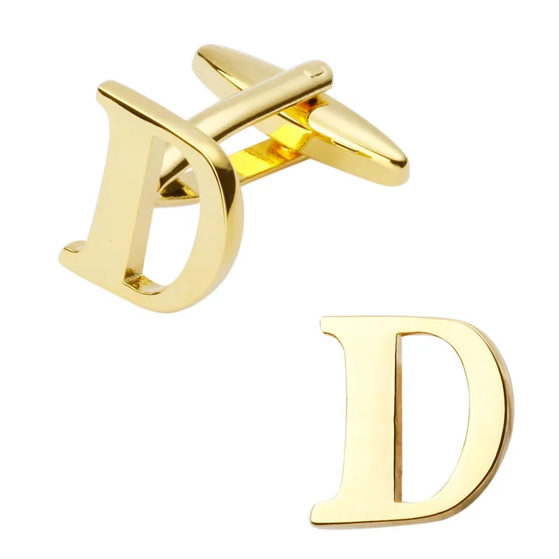 New high quality brass plated letters D Cufflinks Mens Jewelry shirt