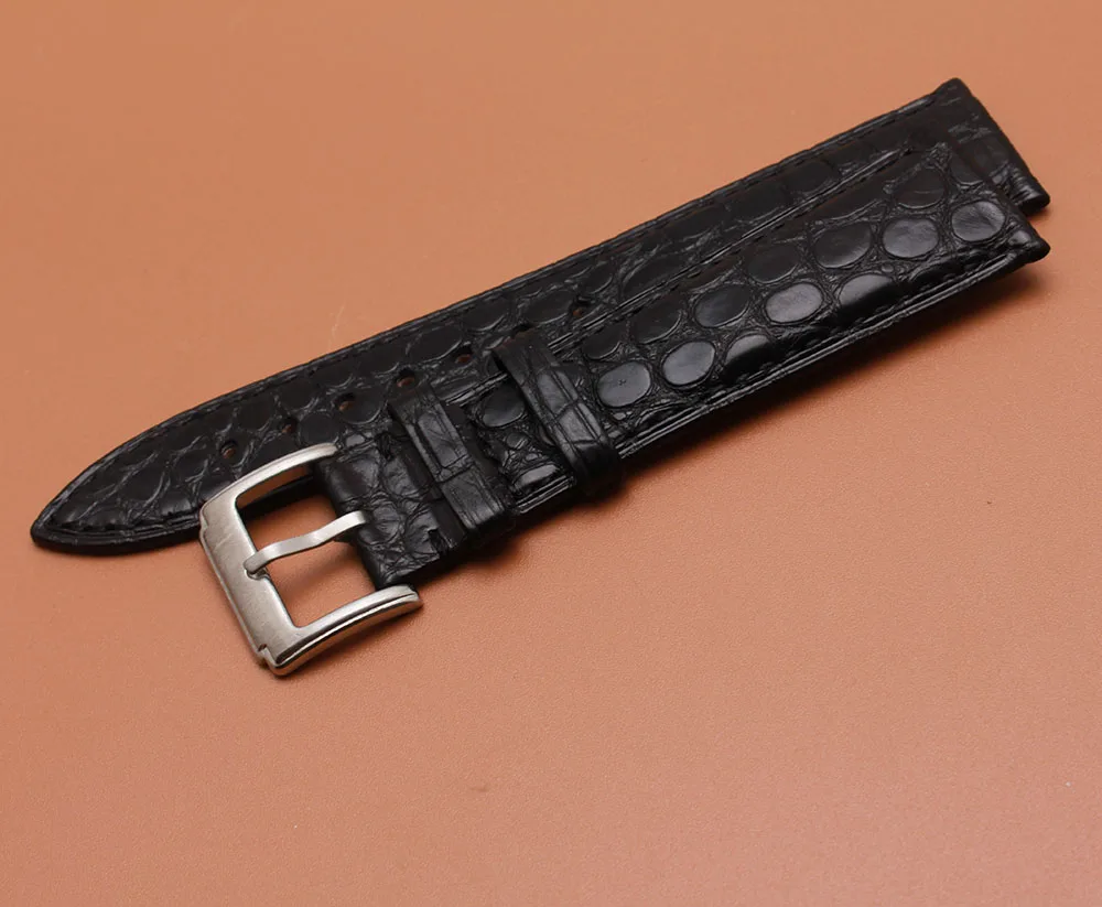 16 мм 18 мм 19 мм 20 мм 21 мм 22 мм Размер доступны черные часы из натуральной кожи аллигатора Ремешок WristWatch браслеты ремни Пряжка