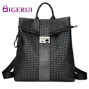 

DIGERUI Leather Backpack Women 2019 New School Bags for Teenage Girls Vintage Women Backpack Large Capacity School Backpack