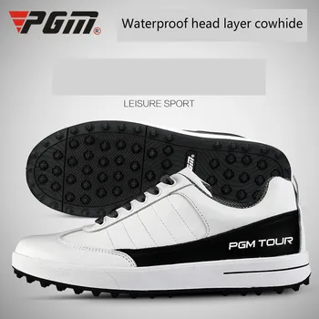 

2018 PGM Golf Shoes Men's Head Layer Cowhide Fixed Nail Shoes Waterproof Breathable Non-slip Sneakers For Men Plus Size