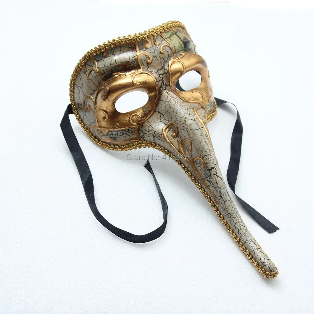 Resin Masquerade Mask Mens Long Nose Beak Music Note Mardi