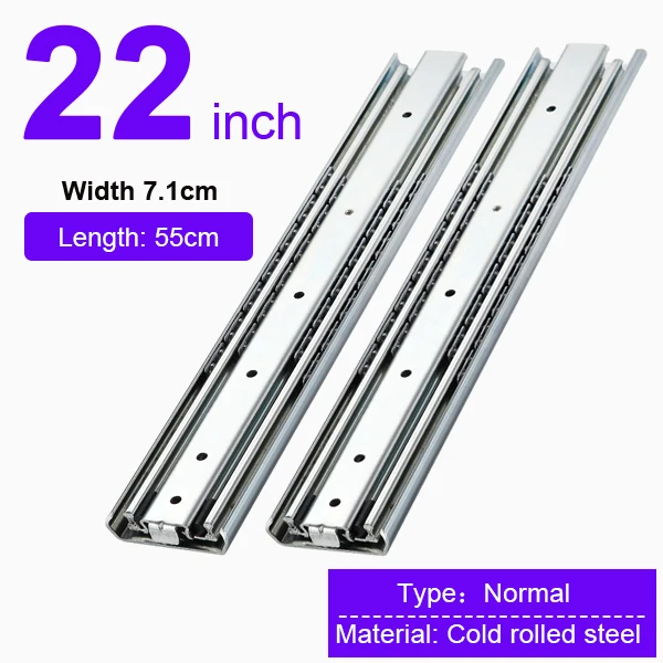 Heavy Duty Slide Rail 71mm Width 10 40 Inch Three Fold Full Pull