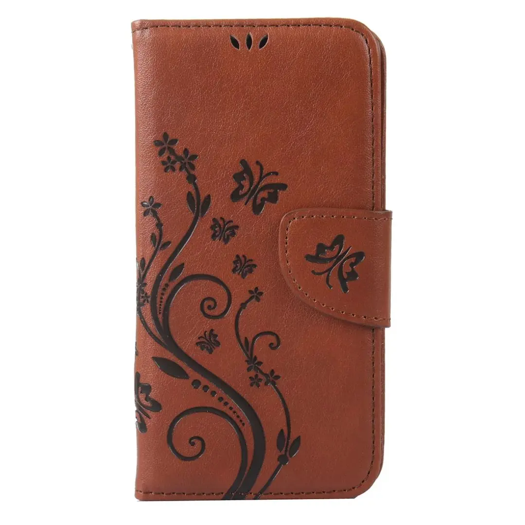 Кожаный чехол-книжка с бабочкой и цветами, чехол для телефона lenovo A536 A319 S90 S850 P70, мягкий чехол - Цвет: brown