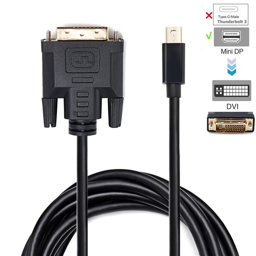 Thunderbolt Mini Displayport to DVI кабель DP Male адаптер для MacBook Pro ноутбук с HDTV проектором 1 м 2 3 м| |