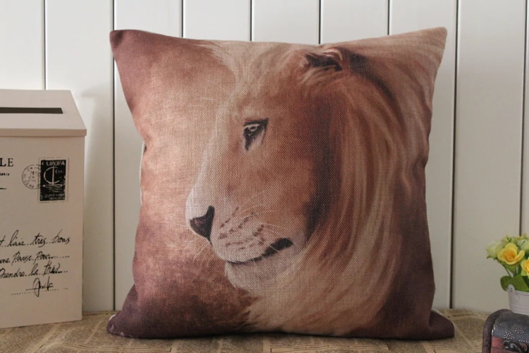 Lion pillow cover, European court style animal cartoon lion throw pillow cushion cover pillowcase wholesale