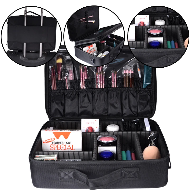 High Quality Large Capacity Women Professional Makeup Organizer Bolso Mujer Cosmetic Case Storage Bag Disassembly Suitcases high capacity pill organizer pill box case