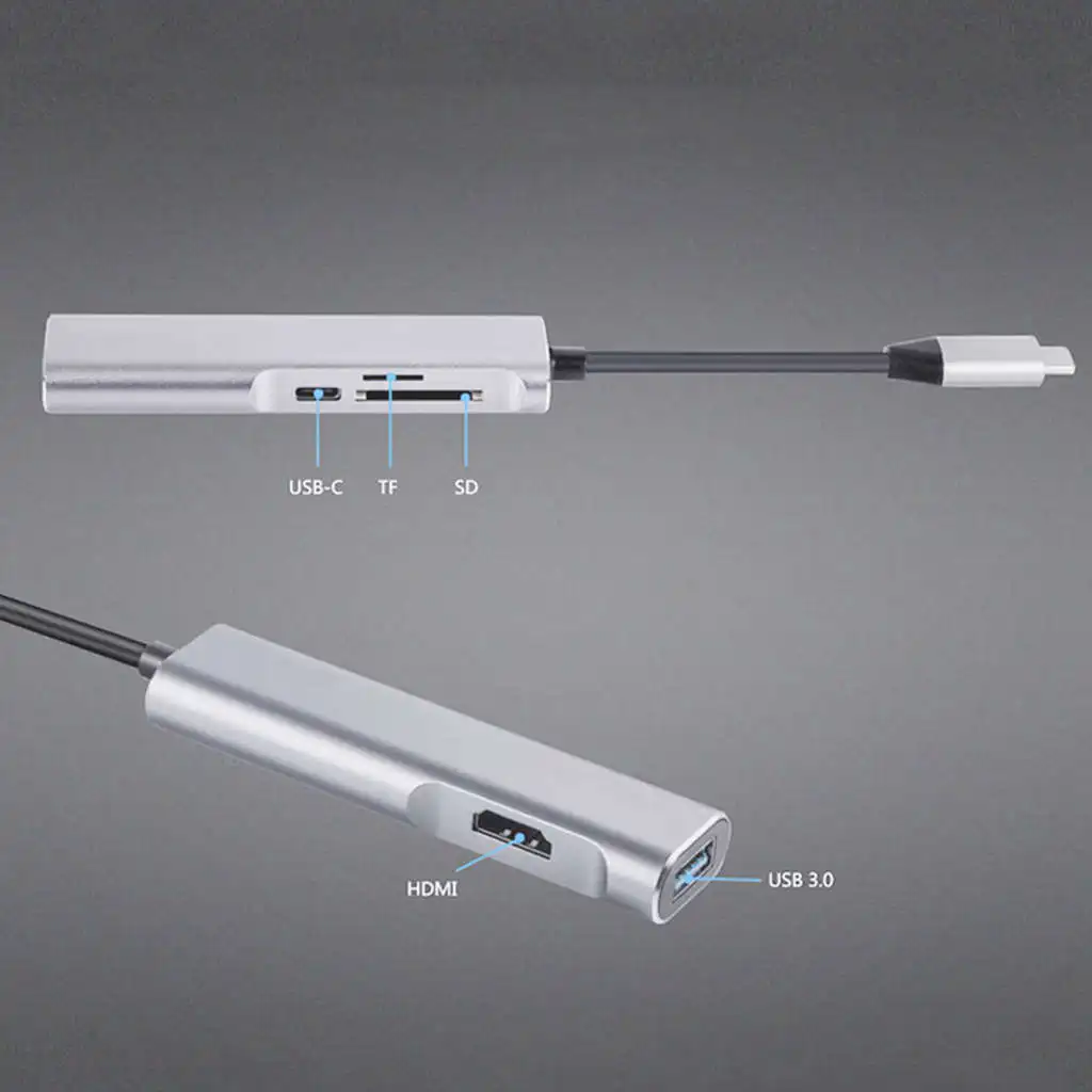 Ult Лучший 5 в 1 Тип-C концентратора док-станции Поддержка Hdmi + Sd/Tf Card Reader адаптер Алюминий сплав многофункциональная Usb-C Conver