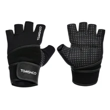 TOMSHOO перчатки для тренажерного зала с поддержкой запястья для мужчин и женщин для бодибилдинга Спортивные Перчатки для фитнеса Тяжелая атлетика тренировочные перчатки с обрезанными пальцами