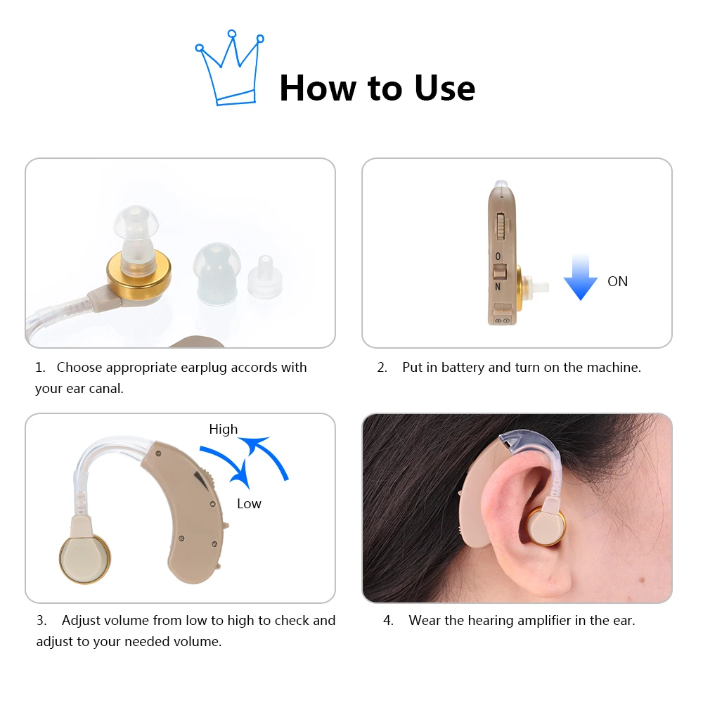 AXON цифровой усилитель слухового аппарата усилитель звука за ухо тон дешевый регулируемый слуховой аппарат+ 3 размера силиконовые затычки для ушей