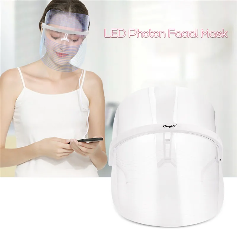 Светодиодный маска для лица фототерапия маска Фотон 3 цвета светильник маска для лица красота уход за кожей устройство для масок лица инструмент для омоложения кожи