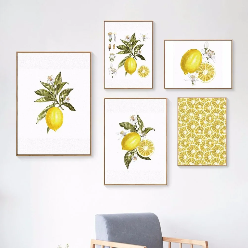 Oubei Art Nordic Lemon Wall Art Wall Pictures For Living Room Modern ...