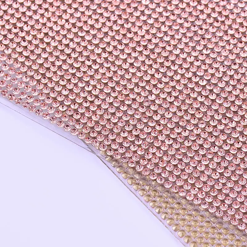 JUNAO 24*40cm Clear Hotfix Glass Rhinestone Mesh Trim Crystal Fabric Sheets Strass Applique for Dress Jewelry Decoration 