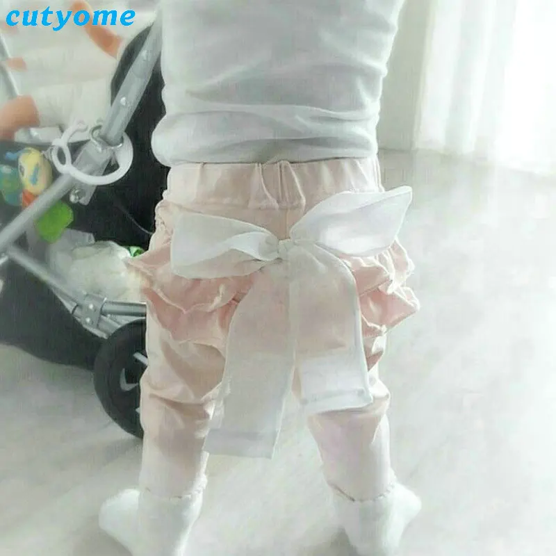 Cutyome/ Хлопковые Штаны принцессы для маленьких девочек с бантом, брюки с воланами для малышей, леггинсы для девочек милые штаны для мальчиков, одежда