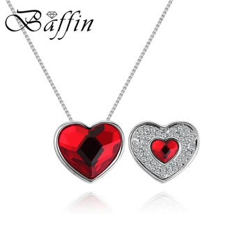 

BAFFIN New Romantic Heart Pendant Necklaces Crystals From Swarovski For Women Silver Color Dual Collar Chic Valentine's Day Gift