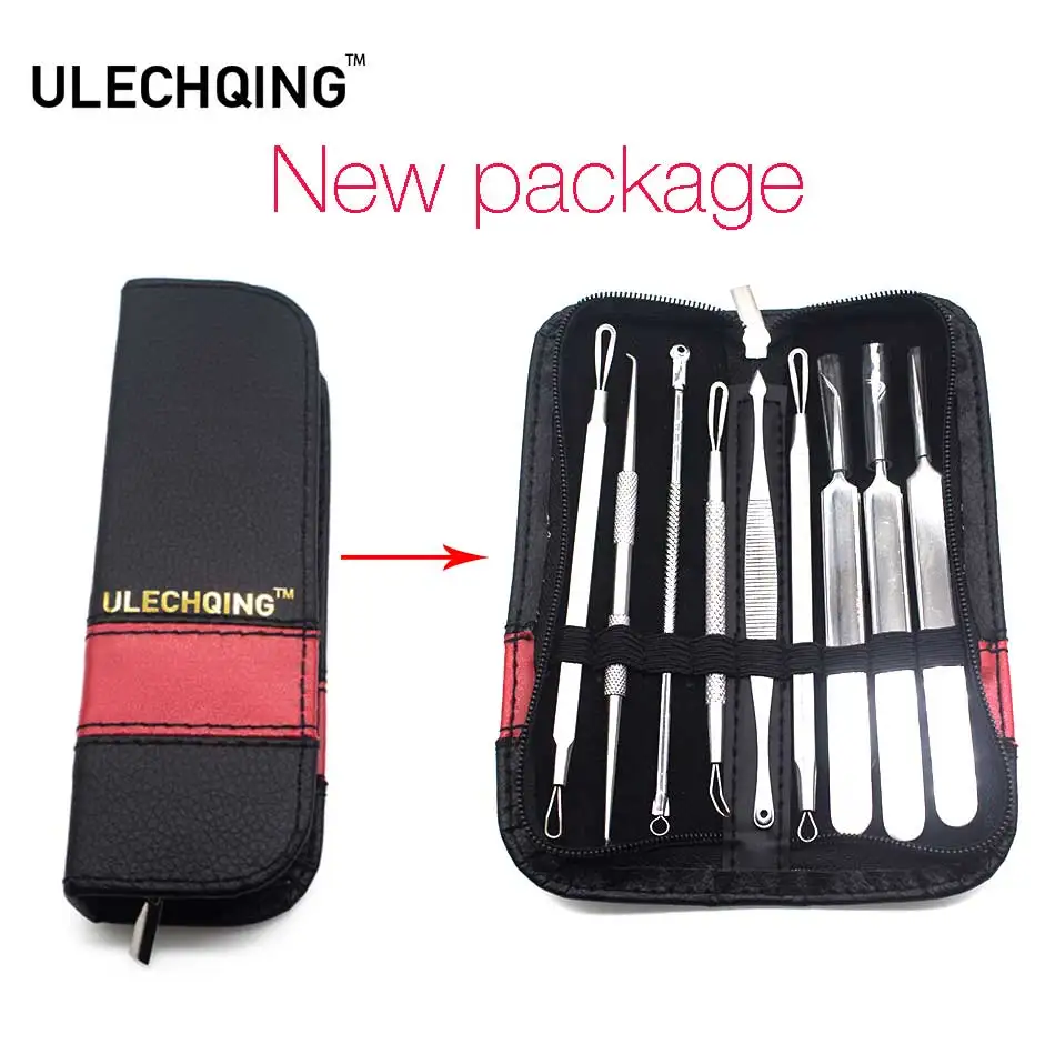 ULECHQING 9 шт./лот комедона Прыщ remover инструмент лица Черноголовых Acne удаления