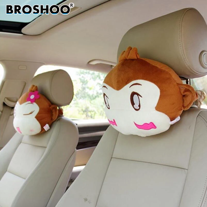 

BROSHOO Car Styling Cartoon Car Neck Pillow Cushion Neck Rest Pillow Lovers Hiphop Monkey Headrest Exhaust Pipe Auto Accessories