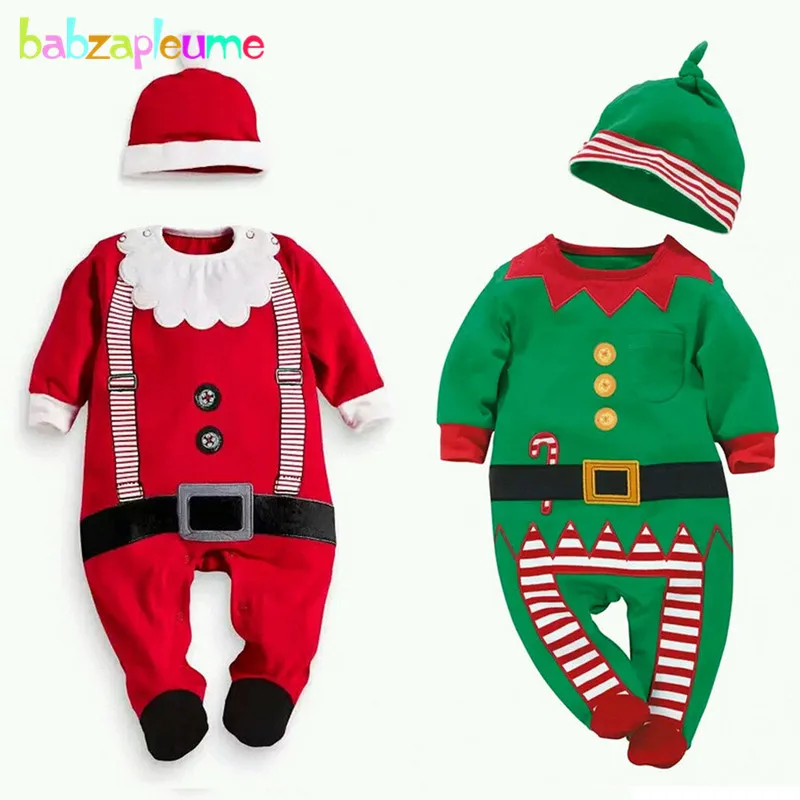 

babzapleume 2Piece/3-24Months/Christmas Style Baby Boys Girls Jumpsuit Newborn Clothes Infant Rompers+Hats Clothing Sets BC1529