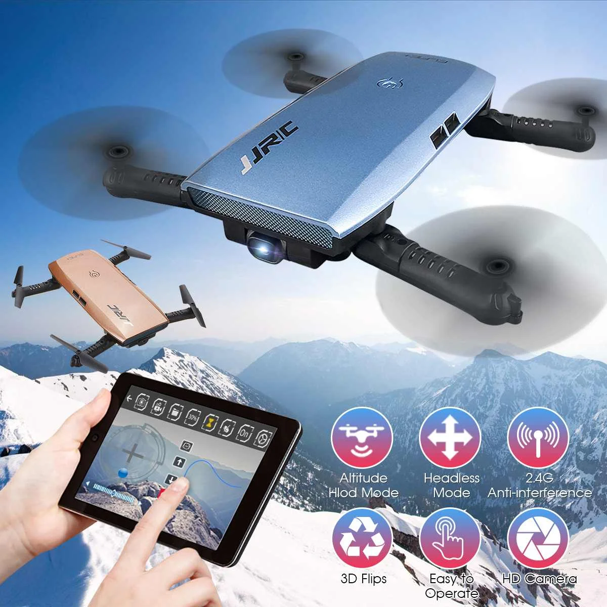 

JJRC H47 Wifi FPV Mini Selfie Drone HD Camera Auto Foldable Arm RC Quadcopter Helicopter Kids Adults Christmas Gift