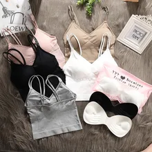 Для женщин накладные чашки для груди Нижнее белье топы надписи, бретели слинг плотные танк-топы с низким вырезом на спине, близко расположены чашечки, бретели летний бесшовный жилет