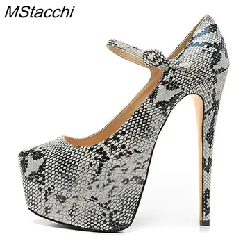 

MStacchi 2019 Sexy Leopard Print High Heels Party Shoes Woman Stilettos 16cm Platform Sandlas Ladies Serpentine Large Size Shoes