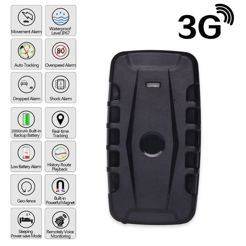 

3G GPS Tracker Car LK209C 20000mAh 240 Days Standby Magnets Vehicle Tracker GPS Locator Waterproof Shock Drop Alarm