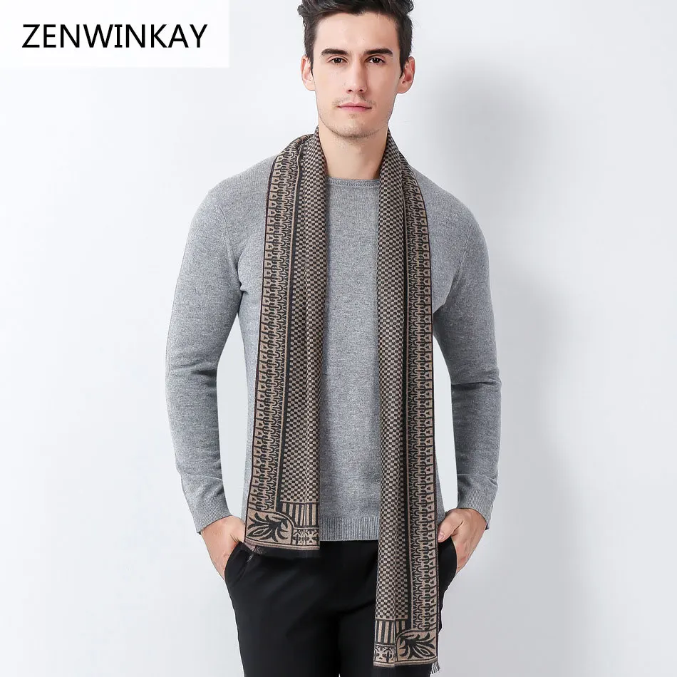 2018 Fashion Men Wool Scarf Luxury Brand Pladid Neckerchief Winter Warm
