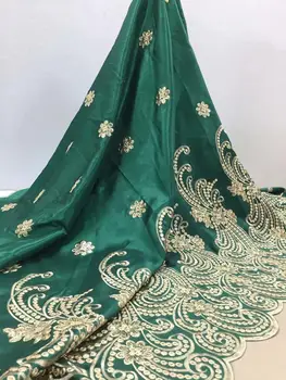 

Latest Nigeria Mesh Fabric with Sequins Green Gold Lace Fabric 2019 George lace French Tulle Lace Fabric Evening Party Dress