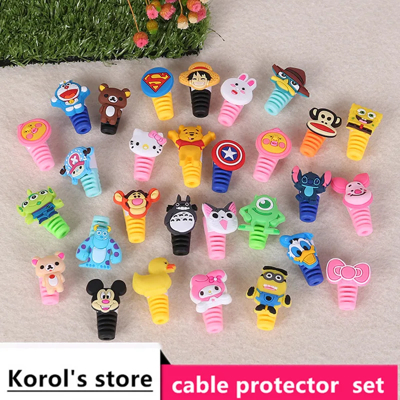 

100pcs/lot Cartoon Cable Protector USB Charging Data Line Cord Universal Protective Case Cable Winder Cover For iPhone Android