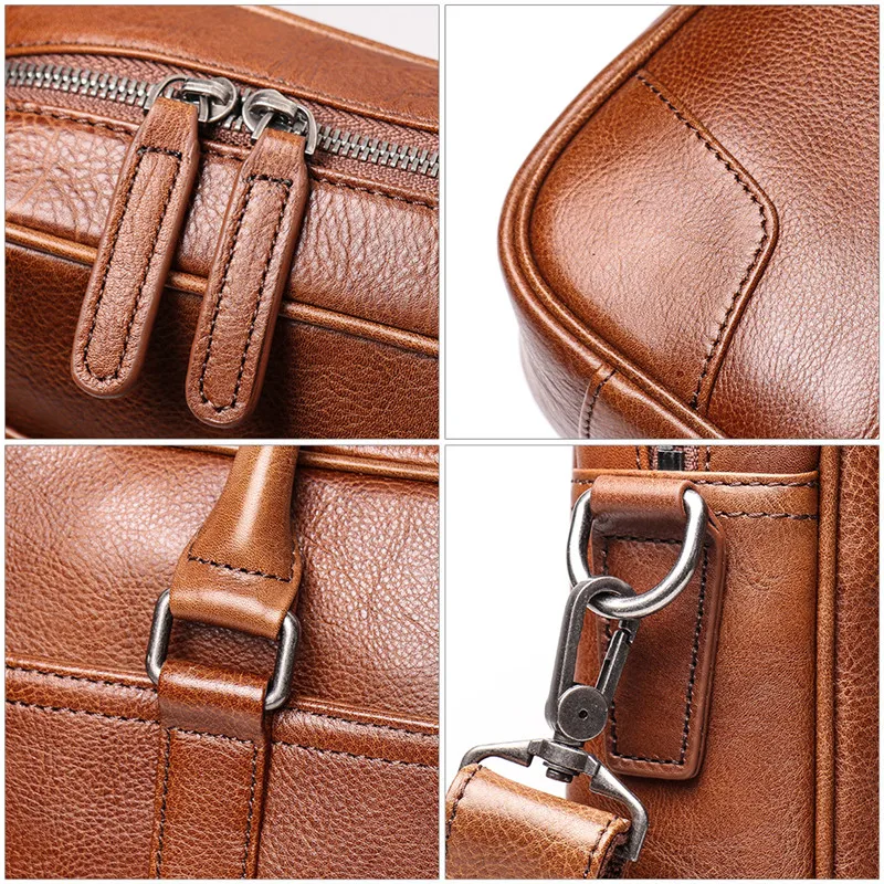 Nesitu Highend новый коричневый кофе А4 натуральная кожа 14 ''ноутбук офисный женский мужской портфель бизнес сумка мессенджер M9087